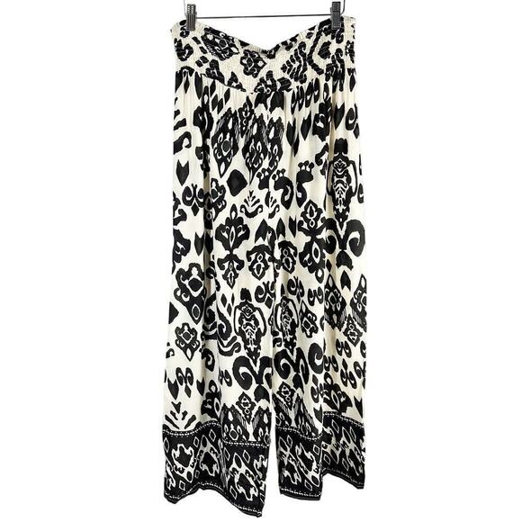 Boho Me Elastic Waist Wide Leg Casual Pants Ikat Print Size Medium - Picture 1 of 6